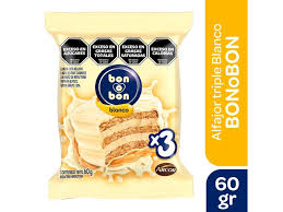 ALFAJOR BON O BON TRIPLE BLANCO 60GR (comprando 3 o más precio mayorista)